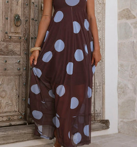 Polka Dot Sleeveless Maxi Dress