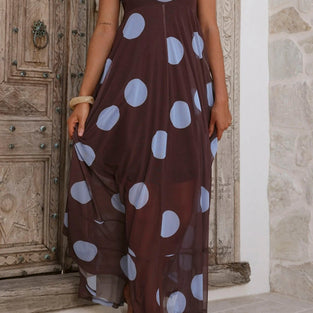 Polka Dot Sleeveless Maxi Dress