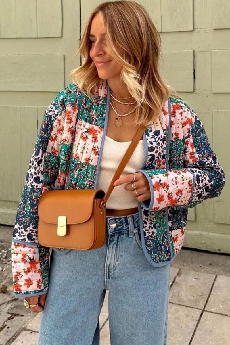 Patchwork Floral Print Quilted Jacket
