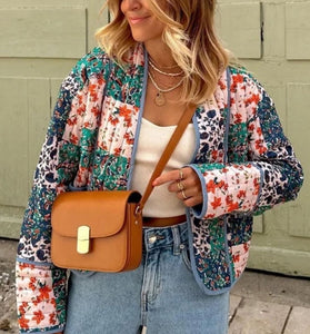 Patchwork Floral Print Quilted Jacket