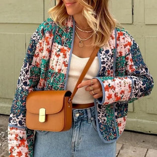 Patchwork Floral Print Quilted Jacket