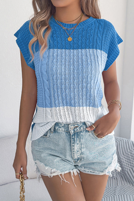Sleeveless Colorblock Knit Sweater