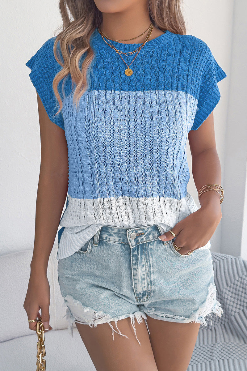 Sleeveless Colorblock Knit Sweater