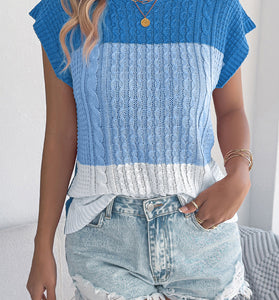 Sleeveless Colorblock Knit Sweater