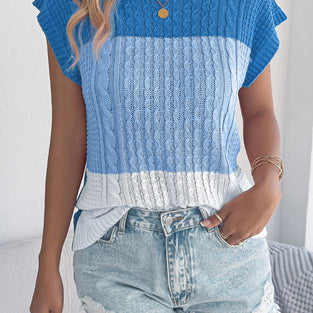 Sleeveless Colorblock Knit Sweater
