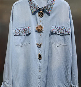 Embellished Button-Up Shirt