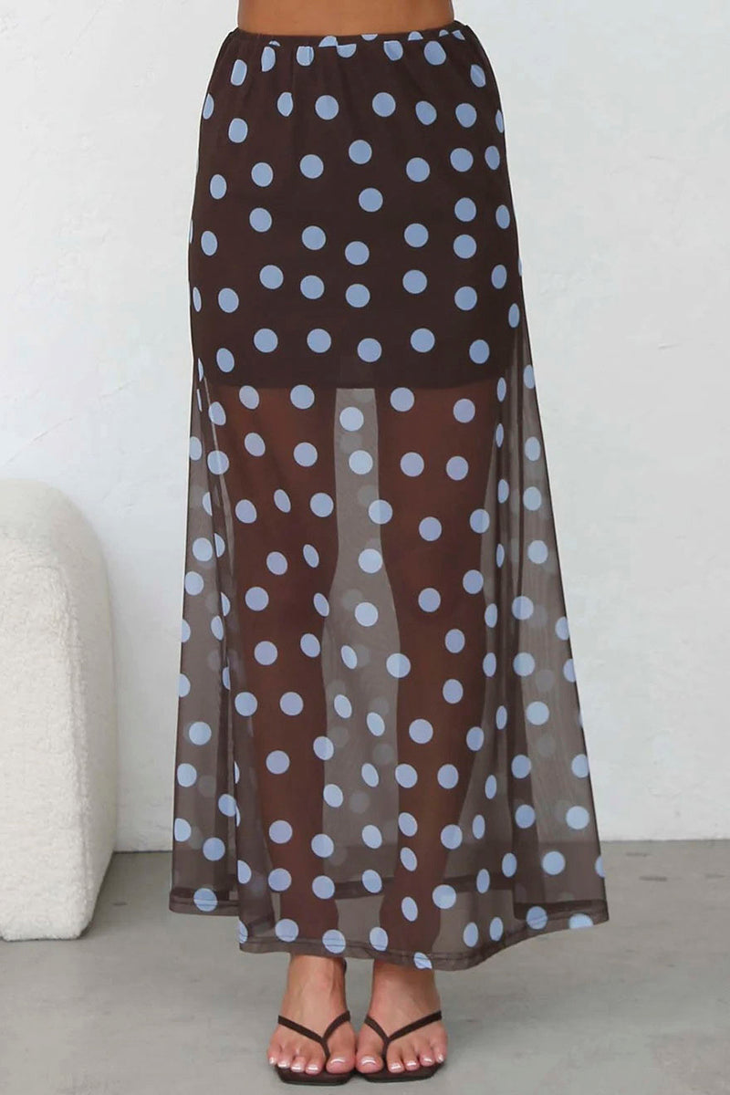 Polka Dot Sheer Midi Skirt