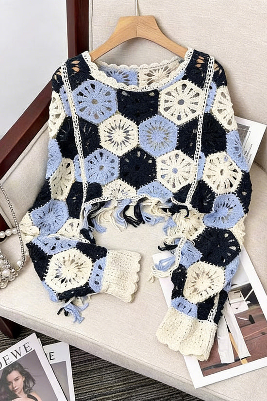 Chic Crochet Fringe Knit Top