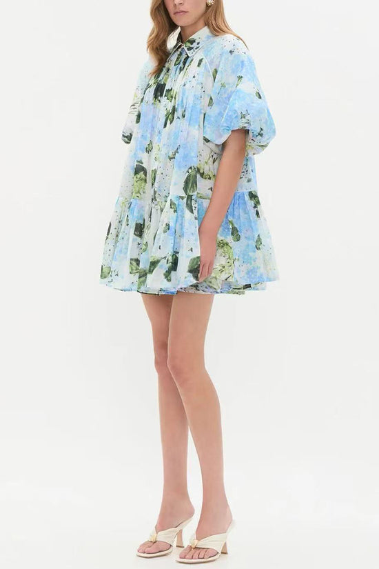 Floral Puff Sleeve Casual Dress
