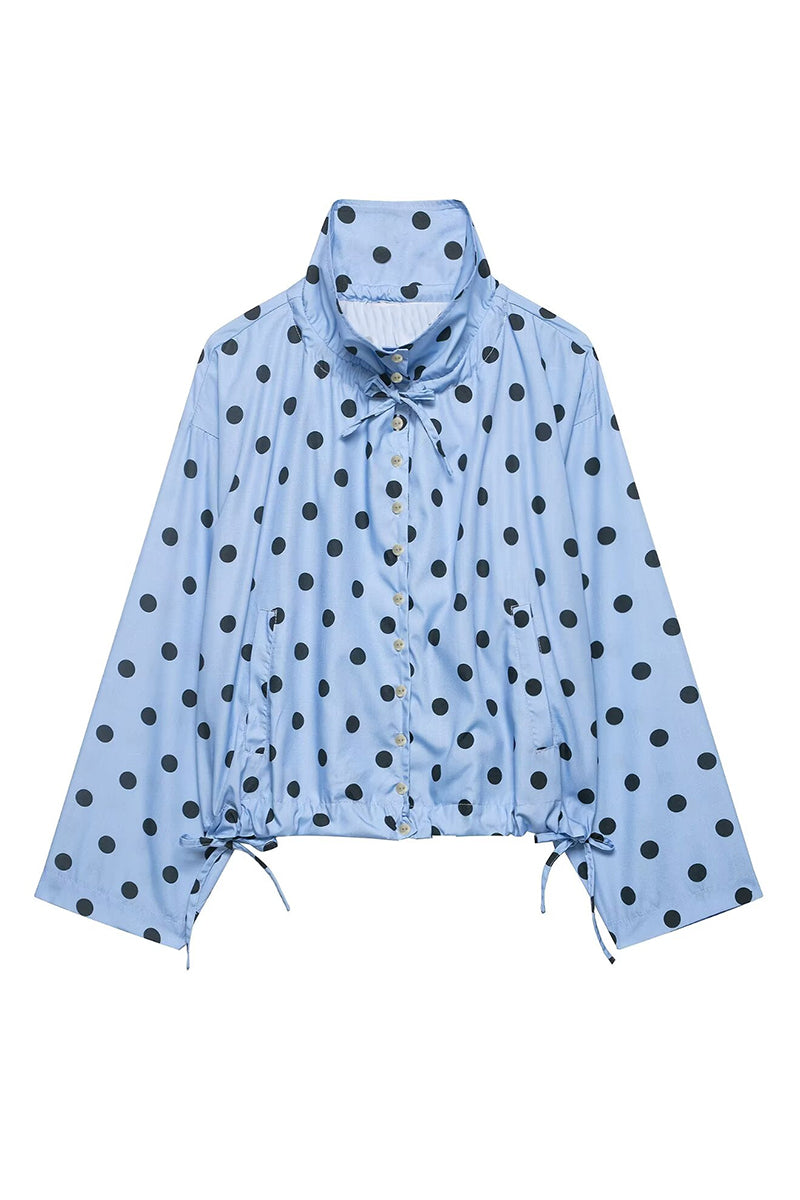 Polka Dot Drawstring Blazer