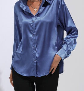 Elegant Long Sleeve Button-Up Blouse