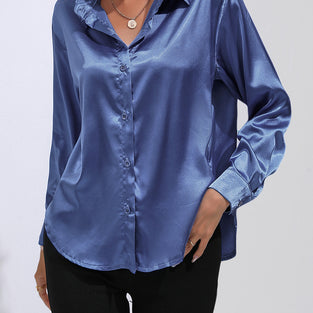 Elegant Long Sleeve Button-Up Blouse