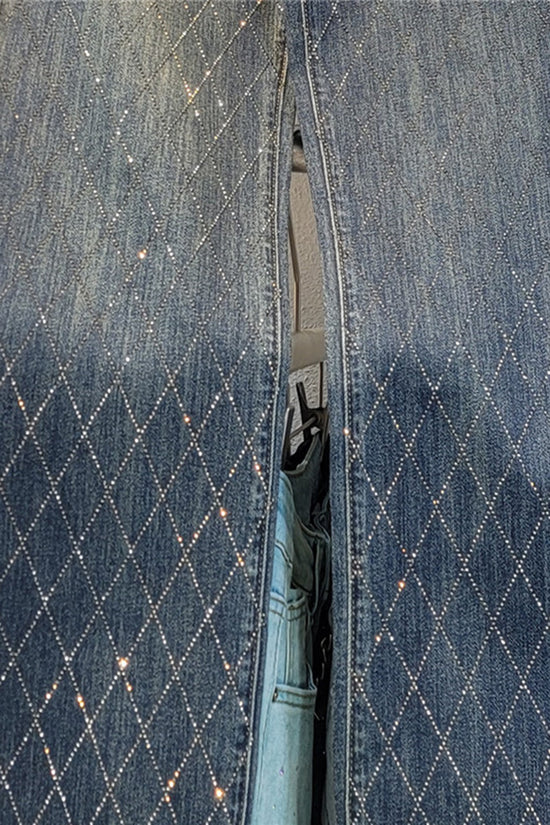 Diamond Pattern Straight Jeans