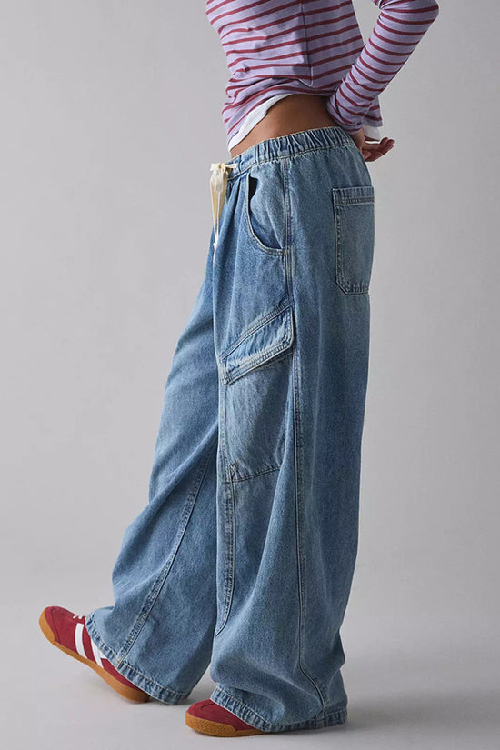 Cargo Pocket Straight Jeans