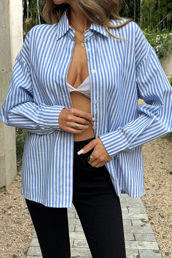 Striped Button-Up Long Sleeve Shirt