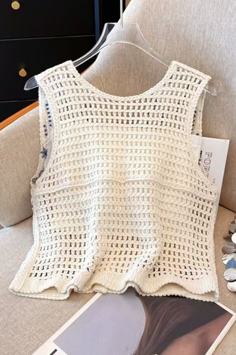 Floral Pattern Sweater Vest