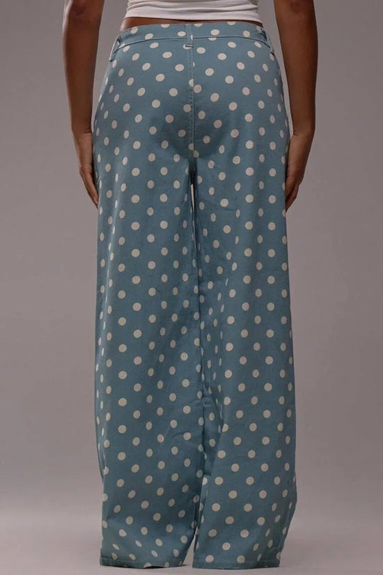 Polka Dot High-Waist Straight Jeans