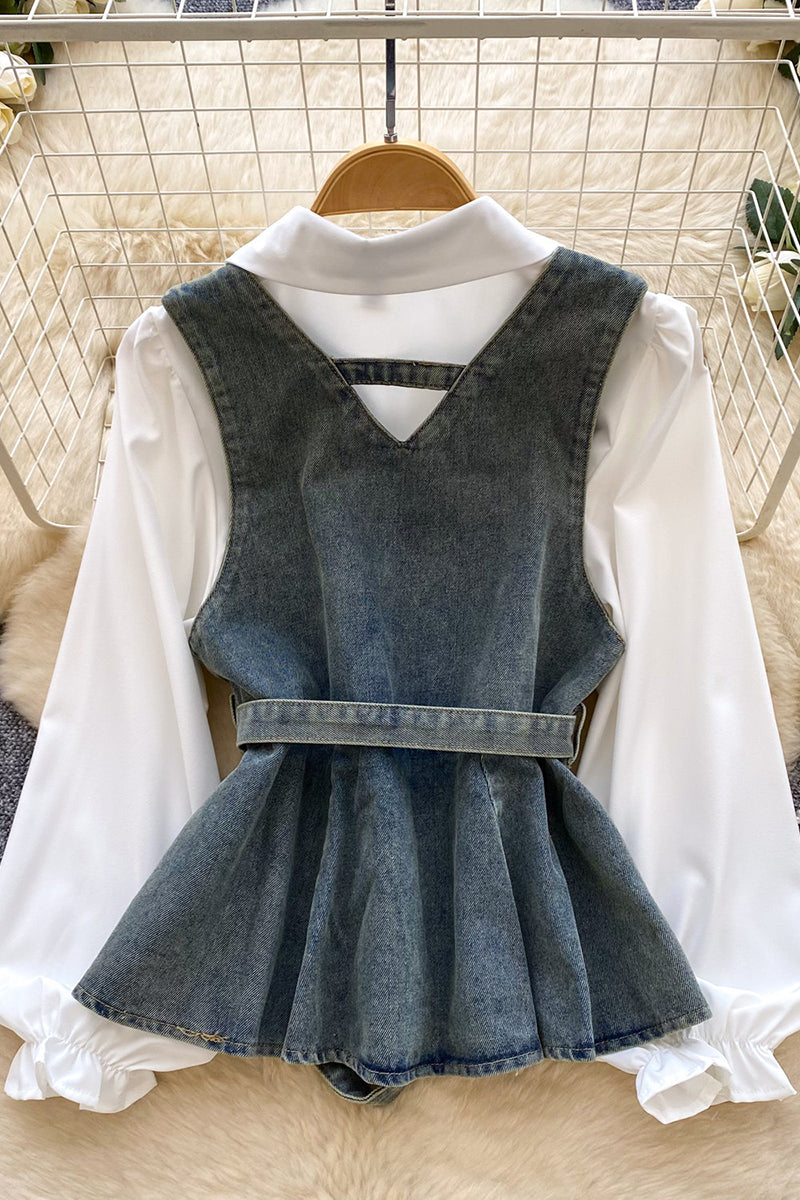 Stylish Belted V-Neck Outerwear Set