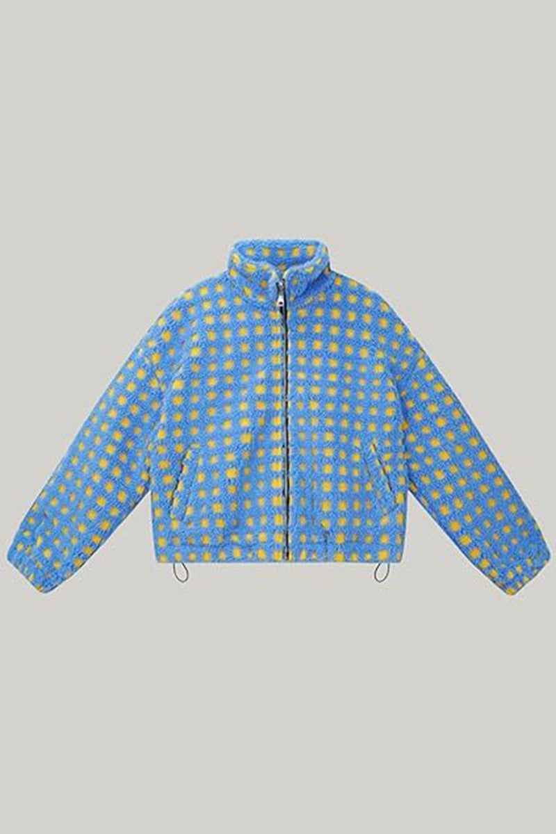 Checkered Zip-Up Casual Coat