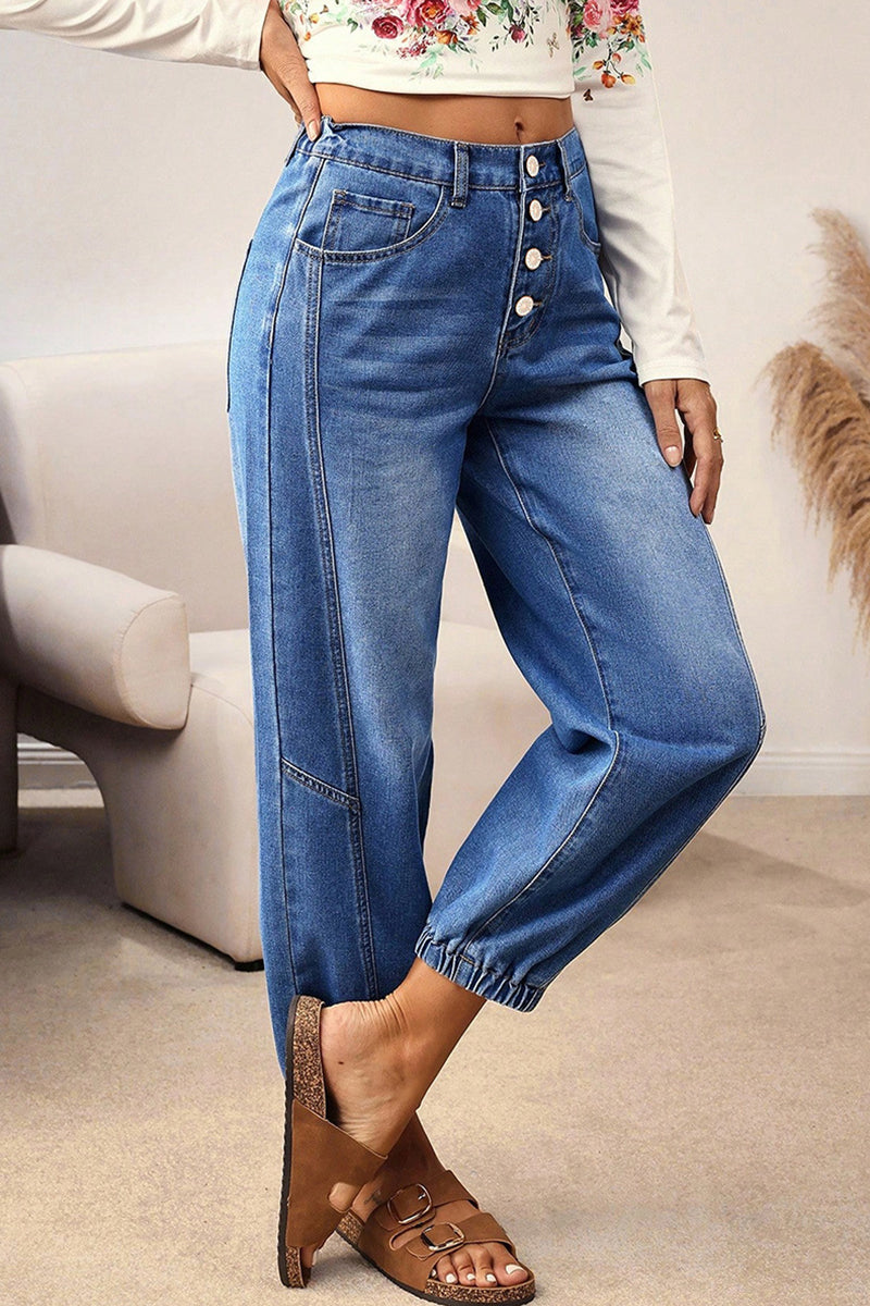 Casual Straight-Leg Buttoned Jeans