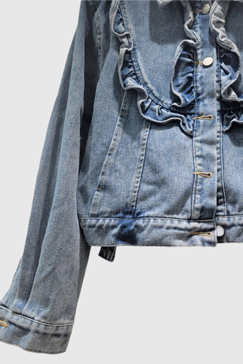 Ruffled Detail Denim Jacket