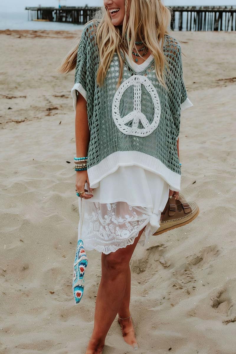 Peace Symbol Knit Sweater