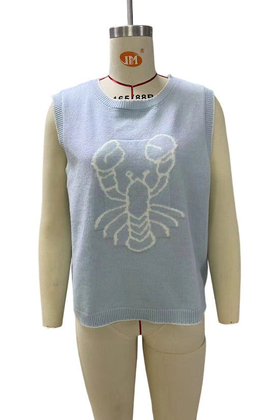Lobster Graphic Sleeveless Sweater Vest