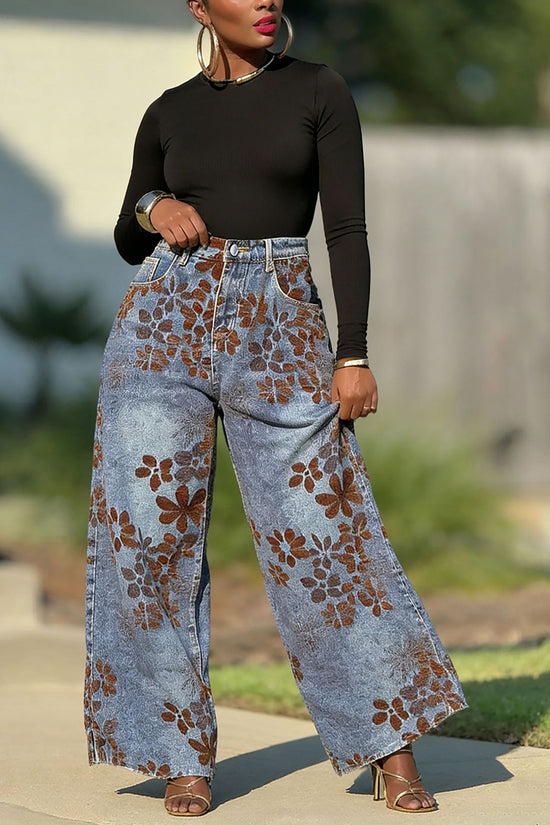 Floral Barrel Jeans