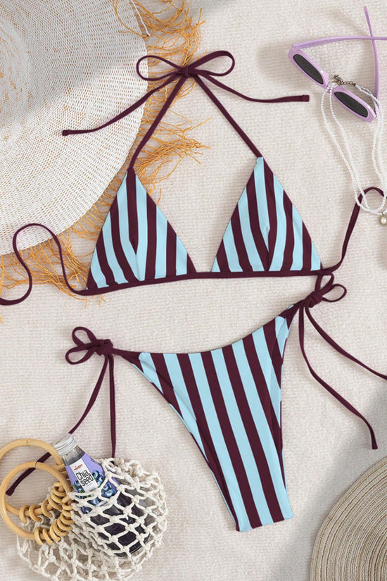 Striped Tie Bikini Set
