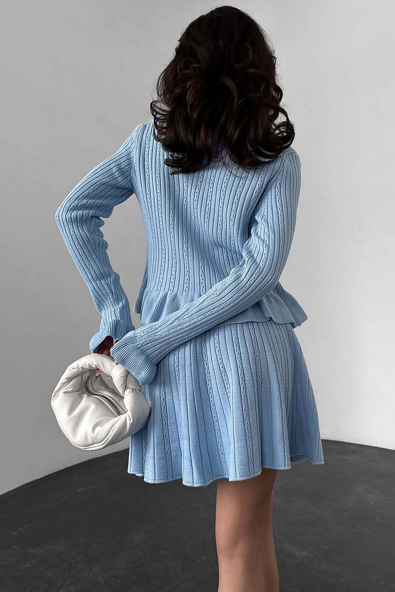 Chic Cardigan and Skirt Combo