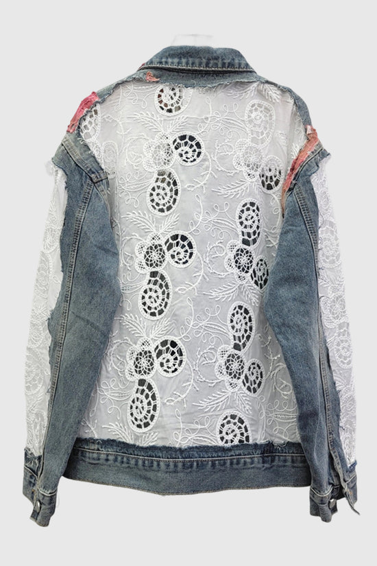 Distressed Patchwork Denim Jacket