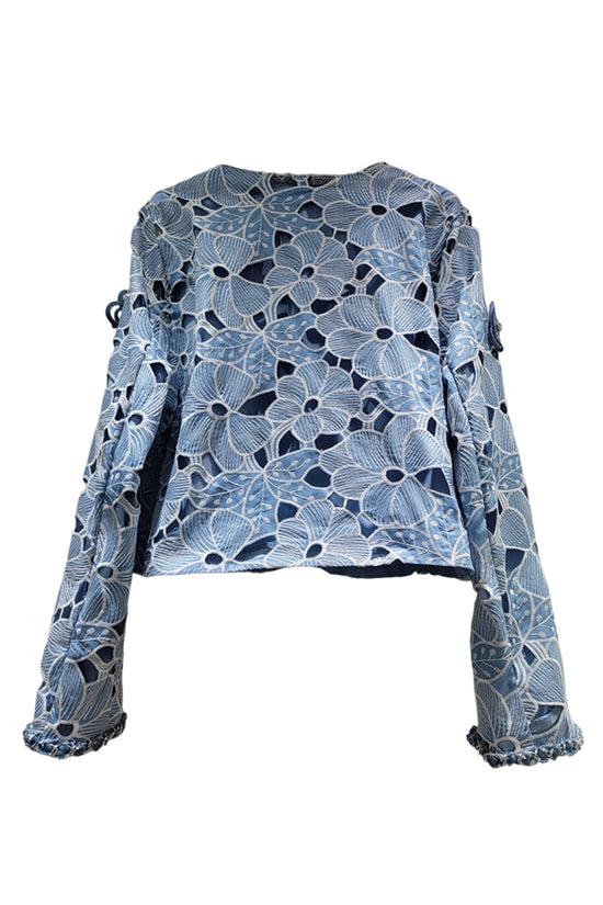 Floral Appliqué Denim Jacket
