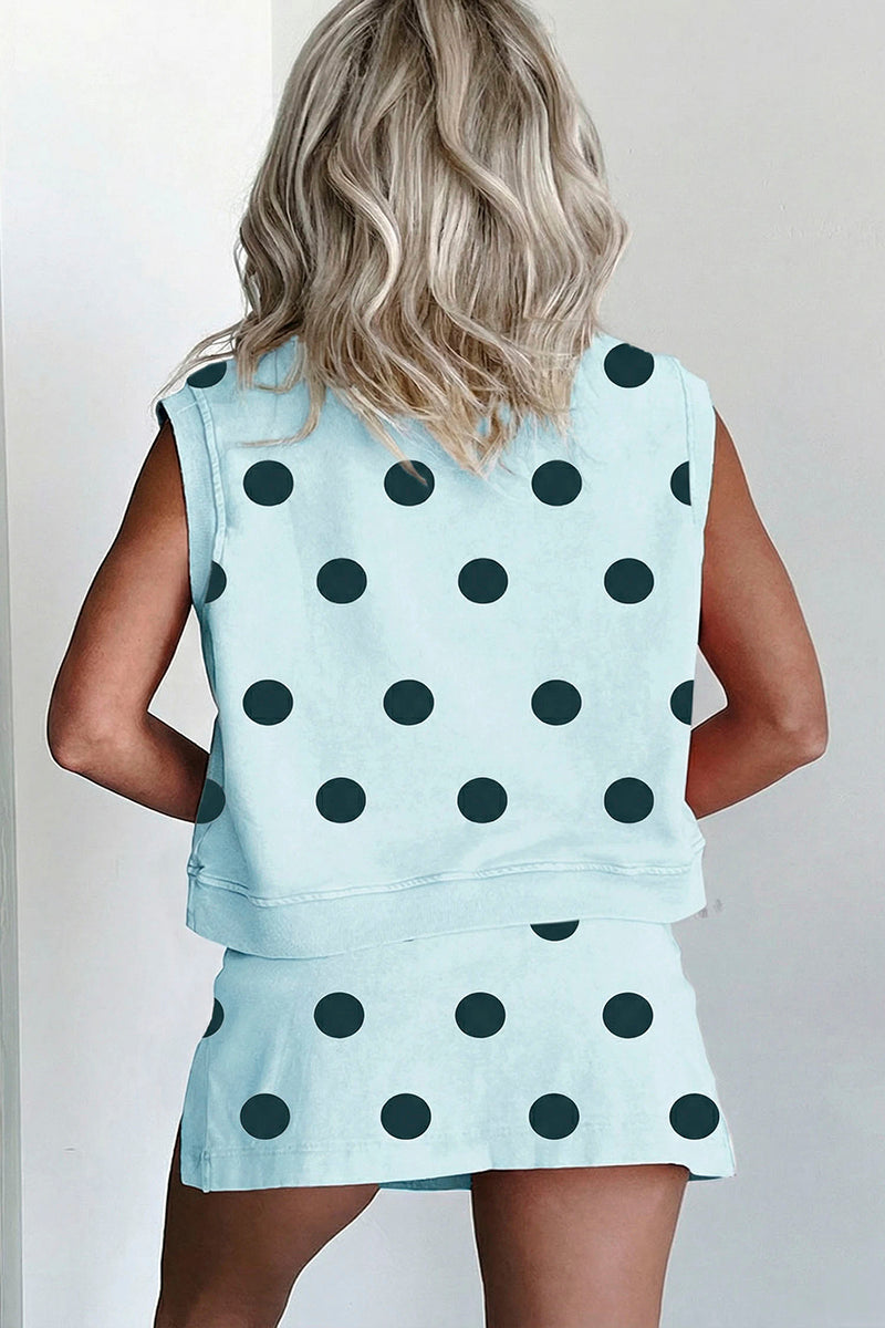 Polka Dot Tank Split Mini Skort Set