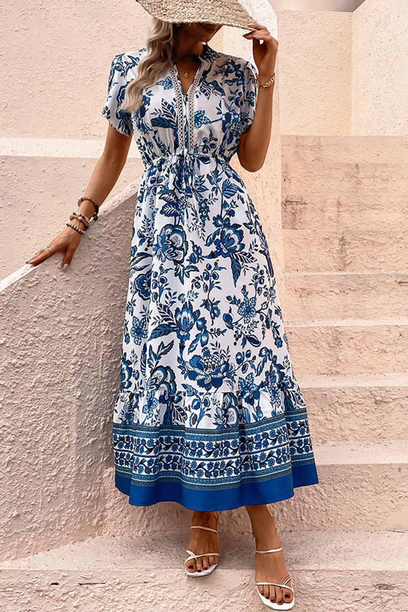 Floral Print V-Neck Casual Dress