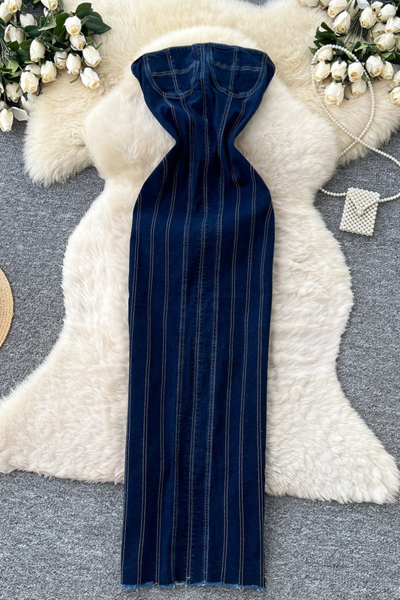 Sleek Denim Maxi Dress