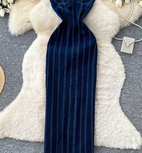 Sleek Denim Maxi Dress