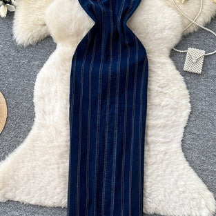 Sleek Denim Maxi Dress