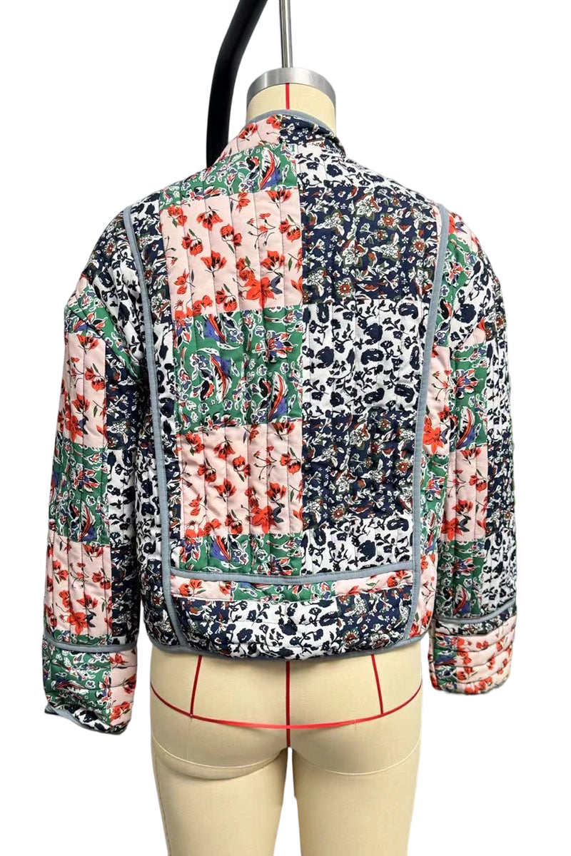 Patchwork Floral Print Quilted Jacket