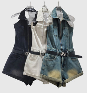Chic Denim Sleeveless Romper
