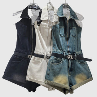 Chic Denim Sleeveless Romper