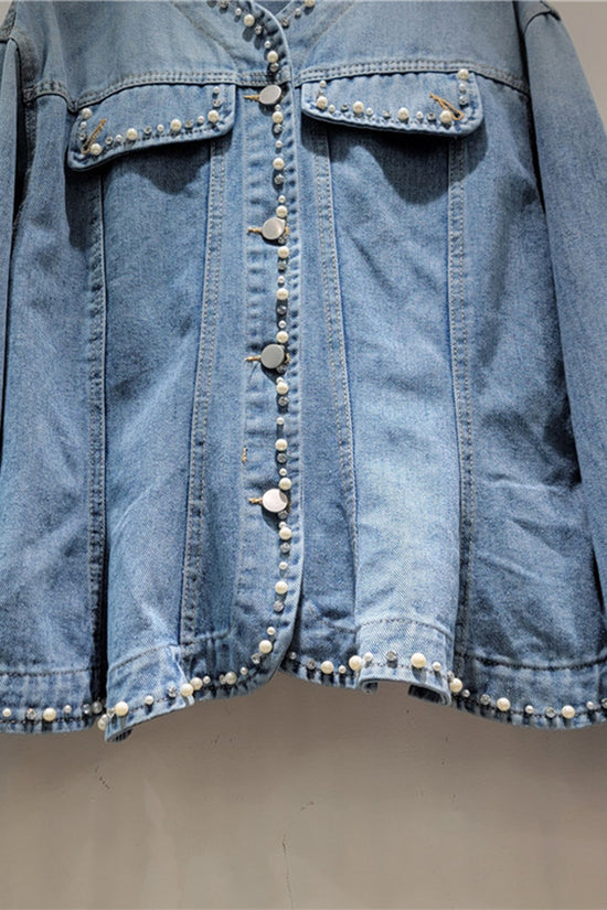 Pearl Studded Denim Jacket