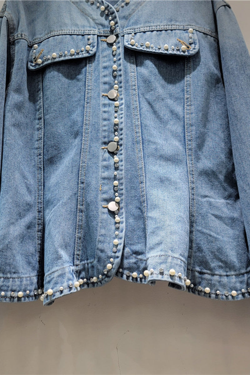 Pearl Studded Denim Jacket