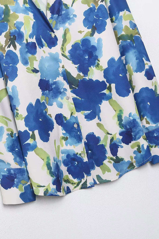 Floral Long Sleeve Button-Up Blouse