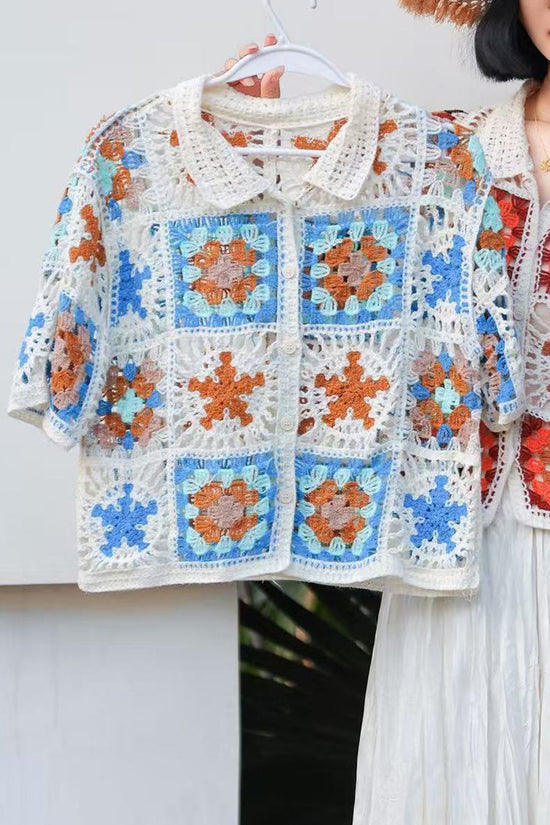 Crochet Floral Patchwork Cardigan