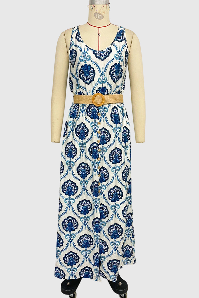 Floral Pattern Sleeveless Maxi Dress