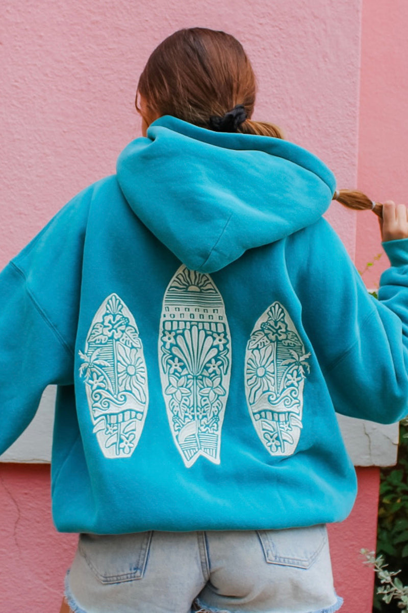 Surfboard Pattern Casual Hoodie