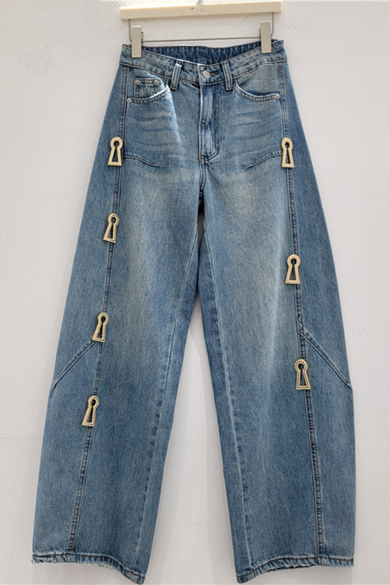 Embellished Barrel Jeans