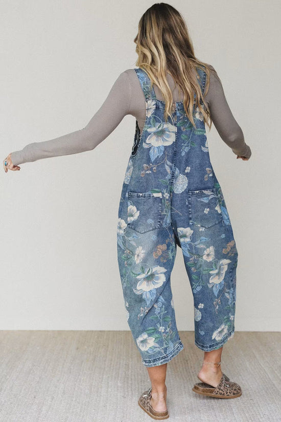 Floral Print Denim Jumpsuit