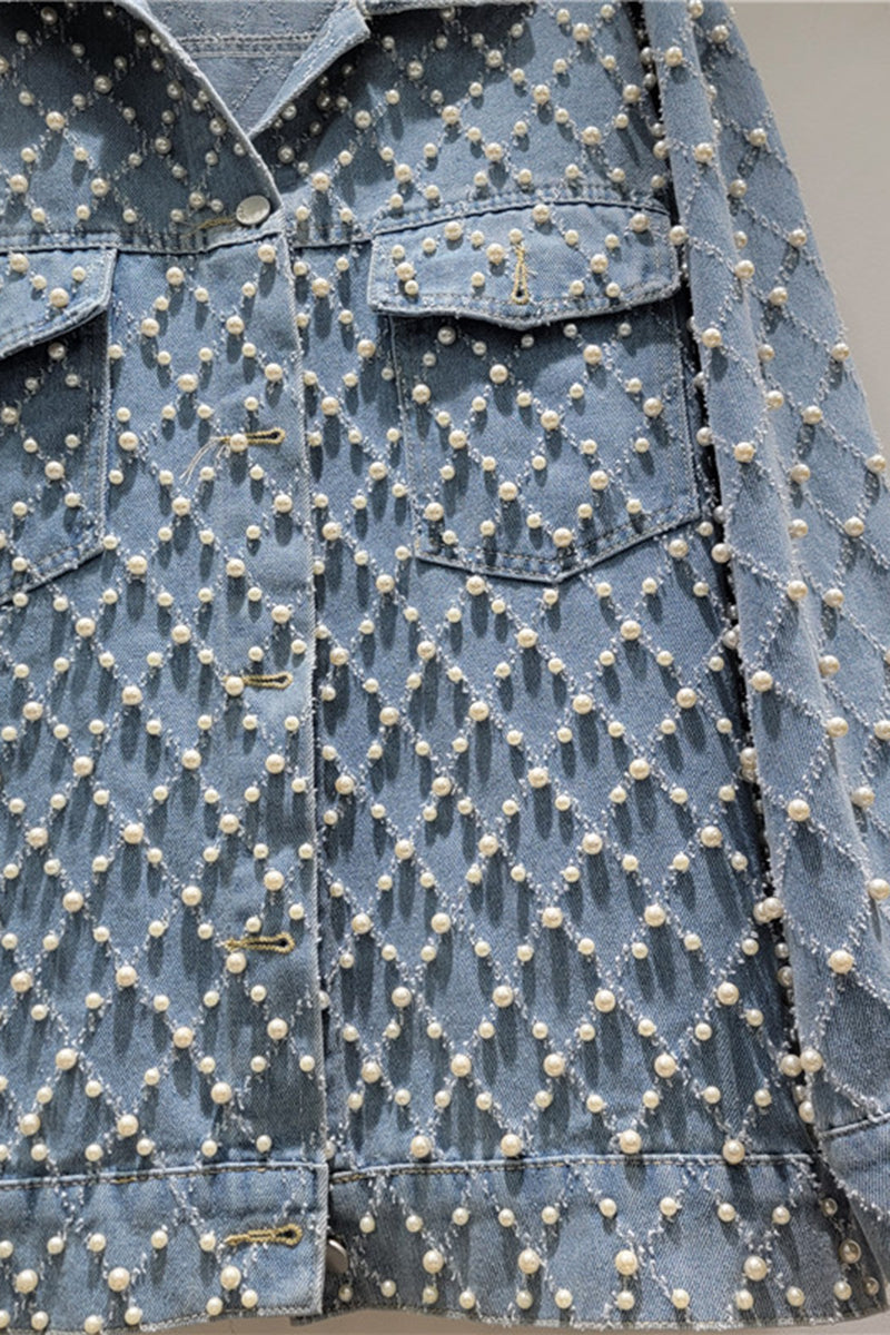 Pearl Studded Denim Jacket