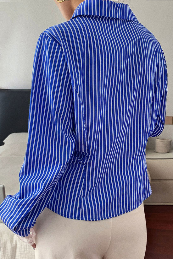 Striped Lace-Trim Blouse